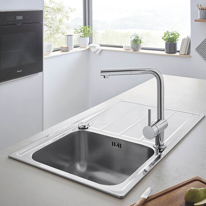 Grohe K500 1.0 Bowl Stainless Steel Kitchen Sink - 31571SD0 Standard Large Image