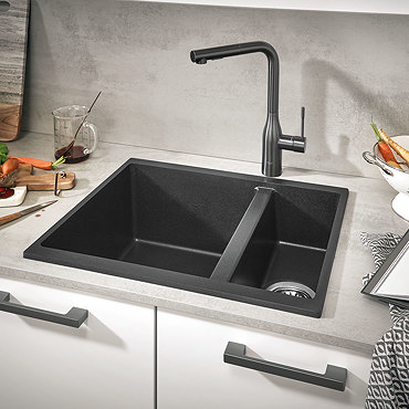 Grohe K500 1.5 Bowl Composite Kitchen Sink - Granite Black - 31648AP0  Profile Large Image