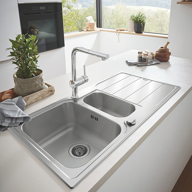 Grohe K500 1.5 Bowl Stainless Steel Kitchen Sink - 31572SD1  Standard Large Image
