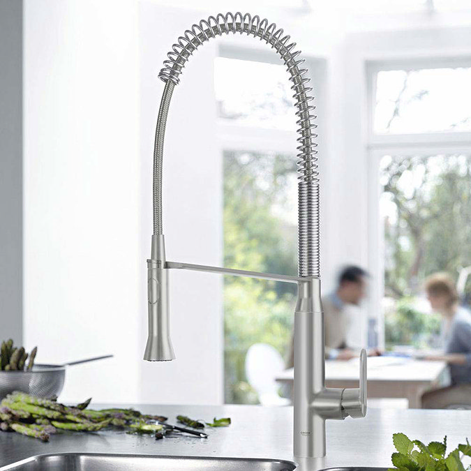 Grohe K7 Kitchen Sink Mixer with Professional Spray - SuperSteel - 32950DC0 Profile Large Image