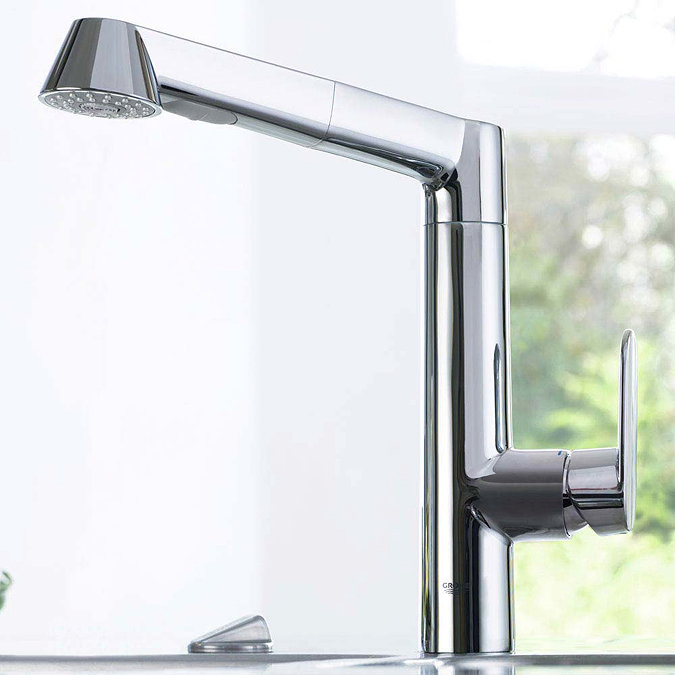 Grohe K7 Kitchen Sink Mixer with Pull Out Spray - Chrome - 32176000 Profile Large Image