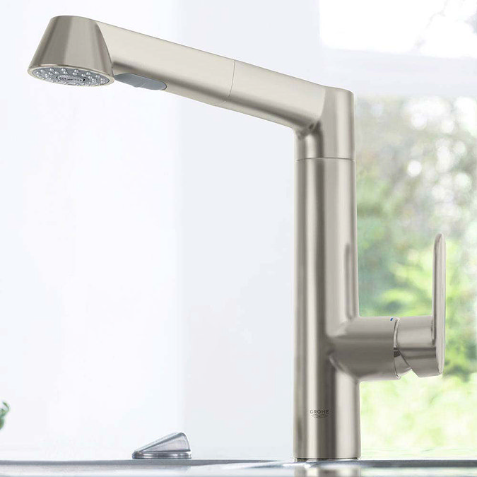 Grohe K7 Kitchen Sink Mixer with Pull Out Spray - SuperSteel - 32176DC0  Profile Large Image