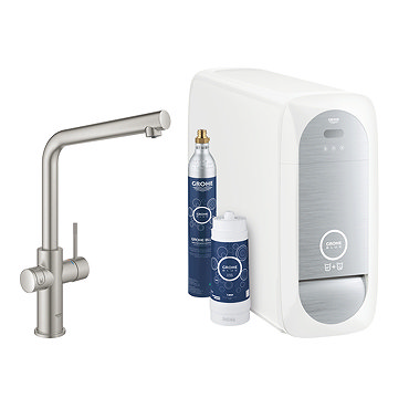 Grohe L-Spout Blue Home Duo Starter Kit - Stainless Steel - 31454DC1  Profile Large Image