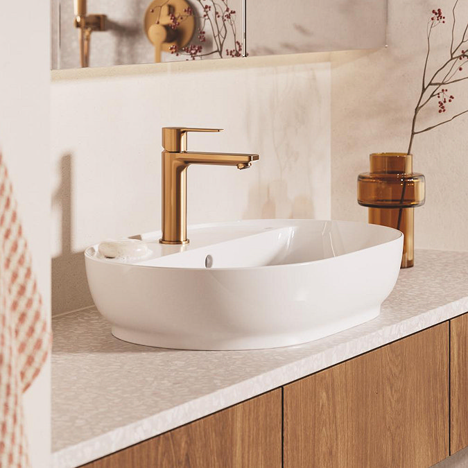 Grohe Lineare S-Size Basin Mixer Tap with Push-Open Waste - Brushed Bronze