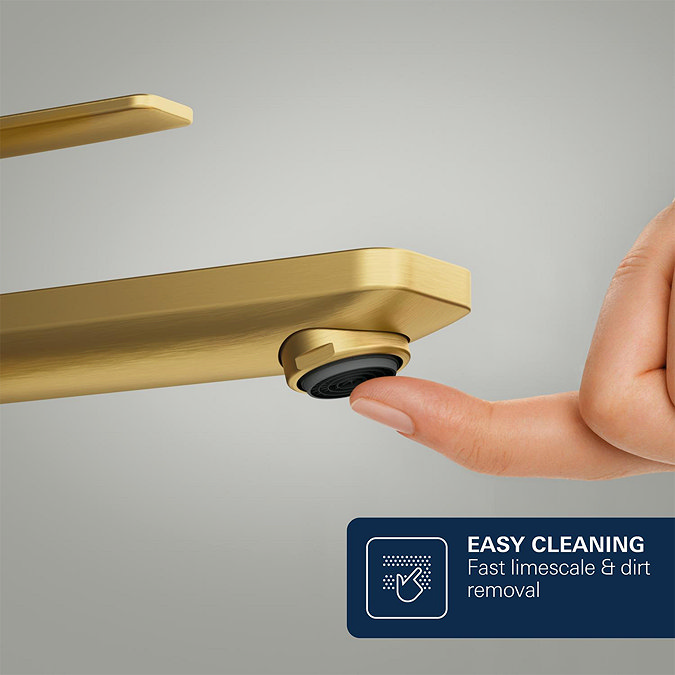 Grohe Lineare S-Size Basin Mixer Tap with Push-Open Waste - Brushed Gold