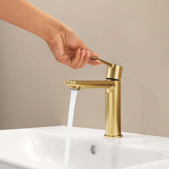 Grohe Lineare S-Size Basin Mixer Tap with Push-Open Waste - Brushed Gold