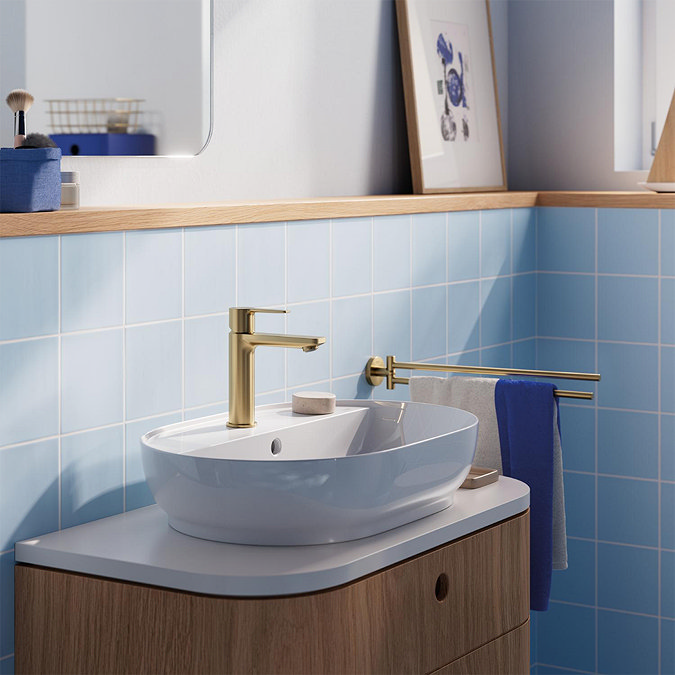 Grohe Lineare S-Size Basin Mixer Tap with Push-Open Waste - Brushed Gold