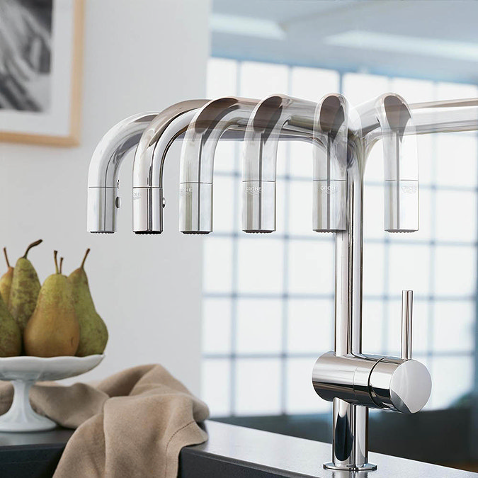 Grohe Minta Kitchen Sink Mixer with Pull Out Spray - Chrome - 32322000 Profile Large Image