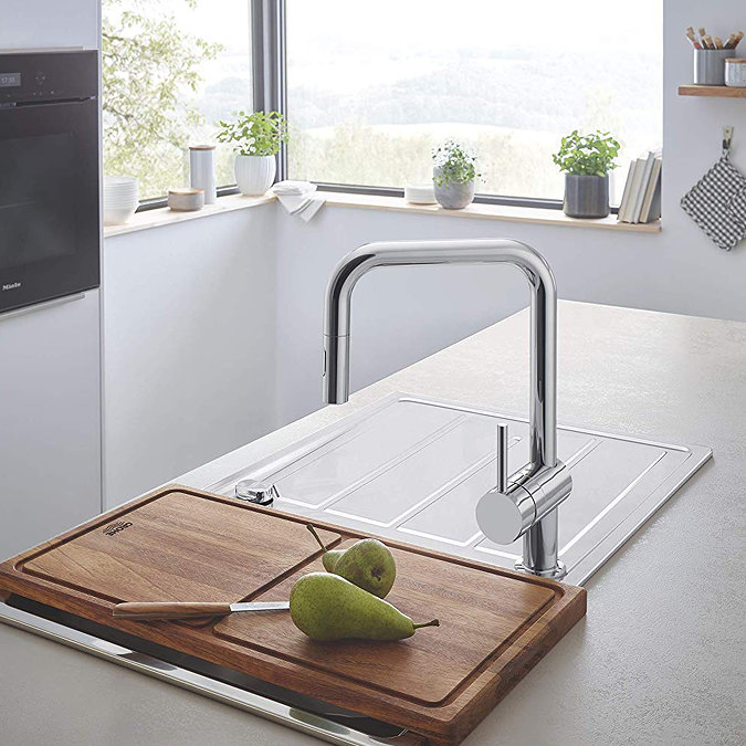 Grohe Minta Single-Lever Kitchen Sink Mixer Tap with Pull Out Spray - 32322002  Profile Large Image