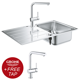 Grohe Minta Stainless Steel Kitchen Sink & Tap Bundle - 31573SD1 Medium Image