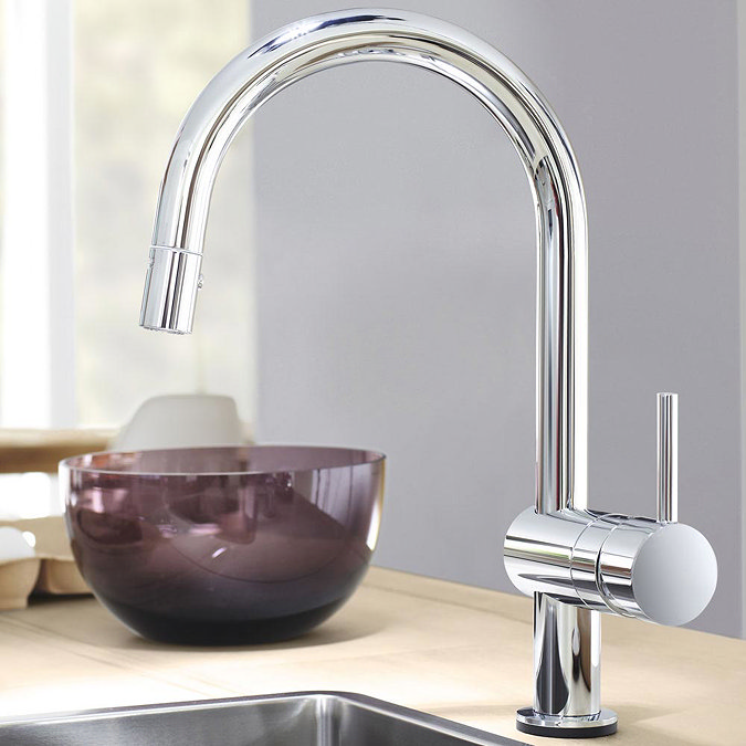 Grohe Minta Touch Electronic Kitchen Sink Mixer with Pull Out Spray - Chrome - 31358000  Profile Lar