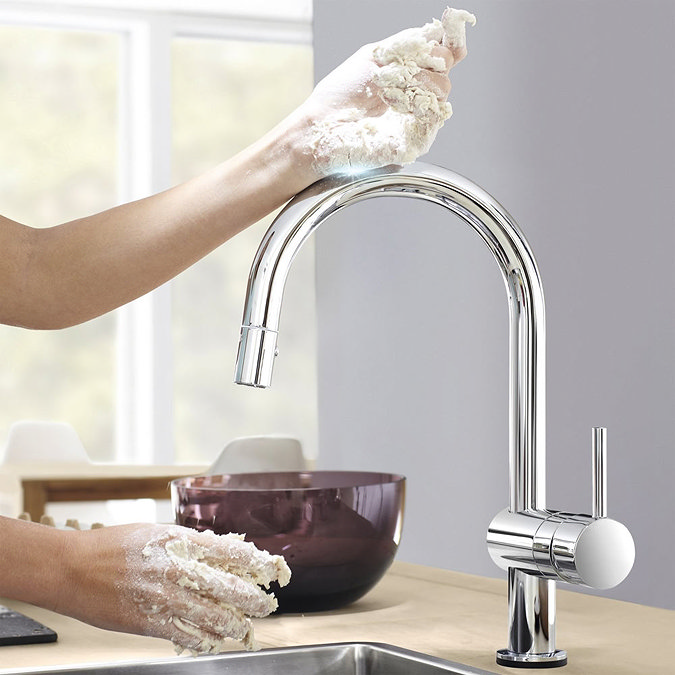 Grohe Minta Touch Electronic Kitchen Sink Mixer with Pull Out Spray - Chrome - 31358001  Profile Lar