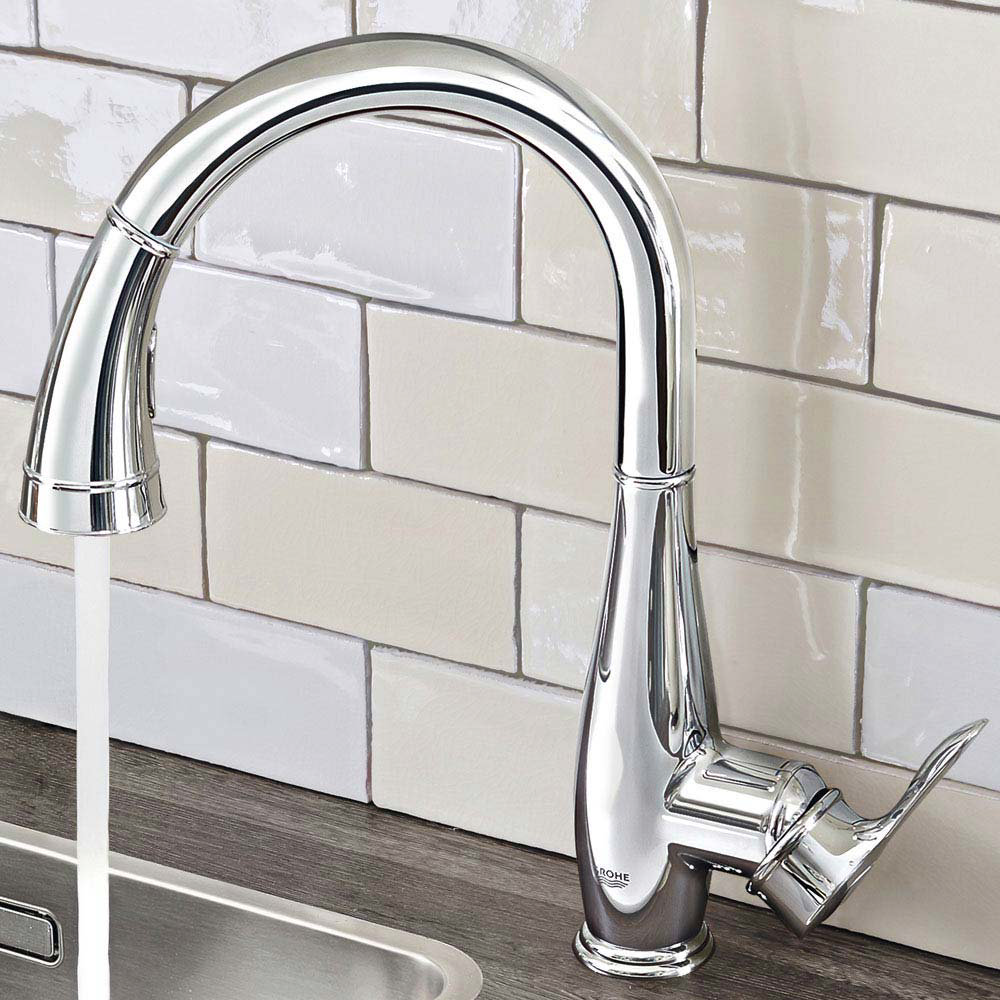 Grohe Parkfield Kitchen Sink Mixer with Pull Out Spray Chrome 30215000