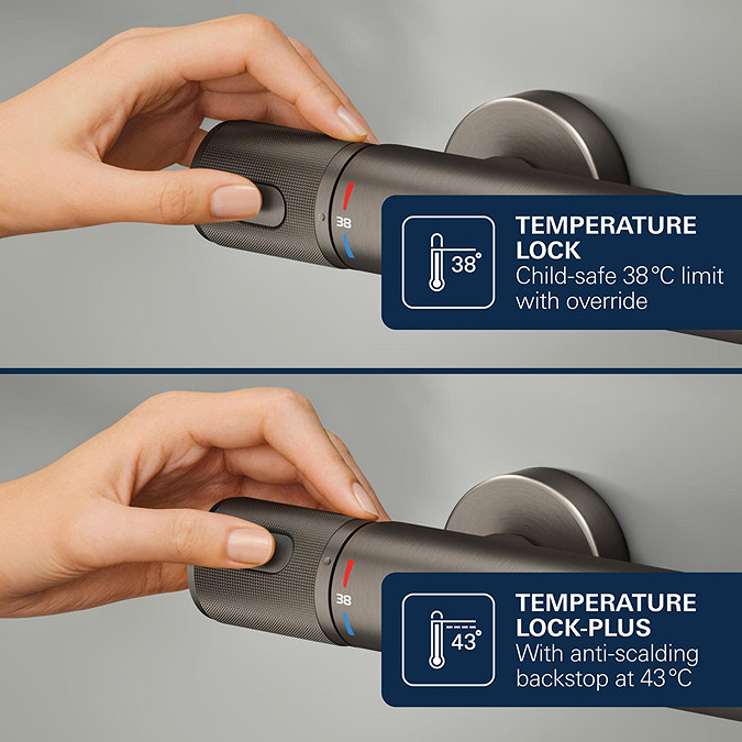 Grohe Precision Feel Thermostatic Bath Shower Mixer 1/2" - Brushed Anthracite