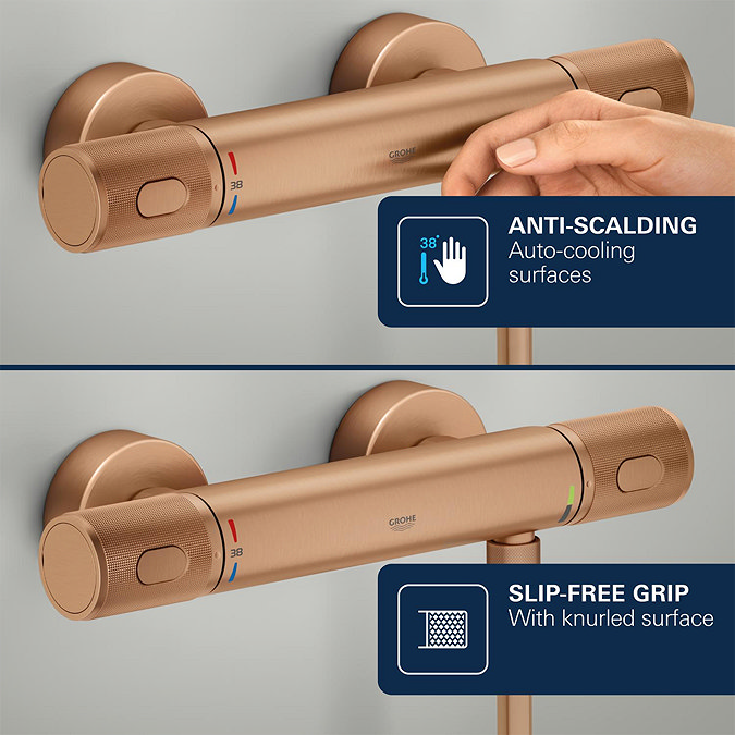 Grohe Precision Feel Thermostatic Bath Shower Mixer 1/2" - Brushed Bronze