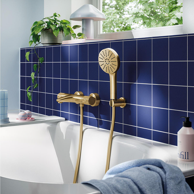 Grohe Precision Feel Thermostatic Bath Shower Mixer 1/2" - Brushed Gold