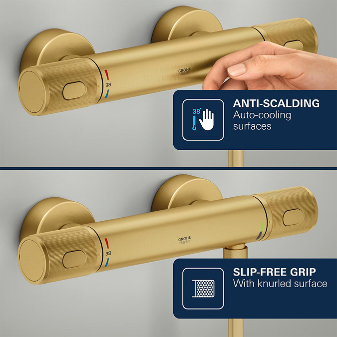 Grohe Precision Feel Thermostatic Shower Mixer 1/2" - Brushed Gold