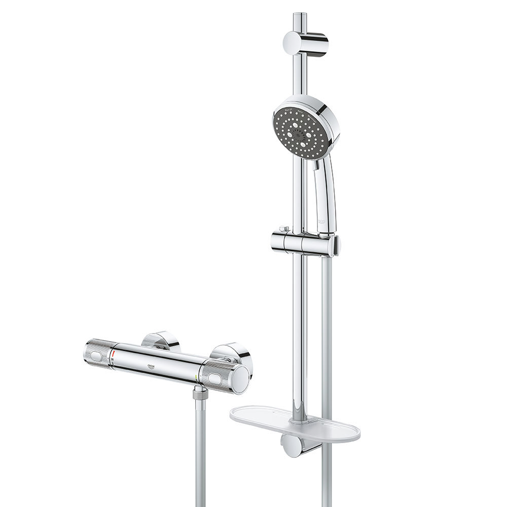Grohe Precision Feel Thermostatic Shower Mixer 1/2" with Shower Set - 34791000  Standard Large Image