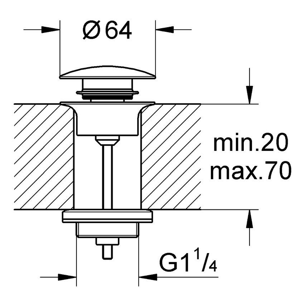 Grohe Push-Open Slotted Basin Waste – Brushed Gold
