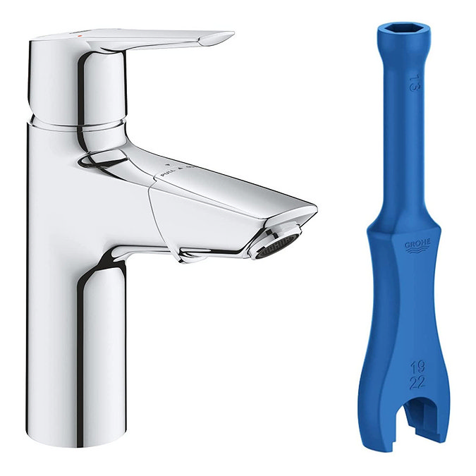 Grohe QuickFix Start Mono Basin Mixer with Pull Out Spout + Push-Open Waste - 24205003  Standard Lar