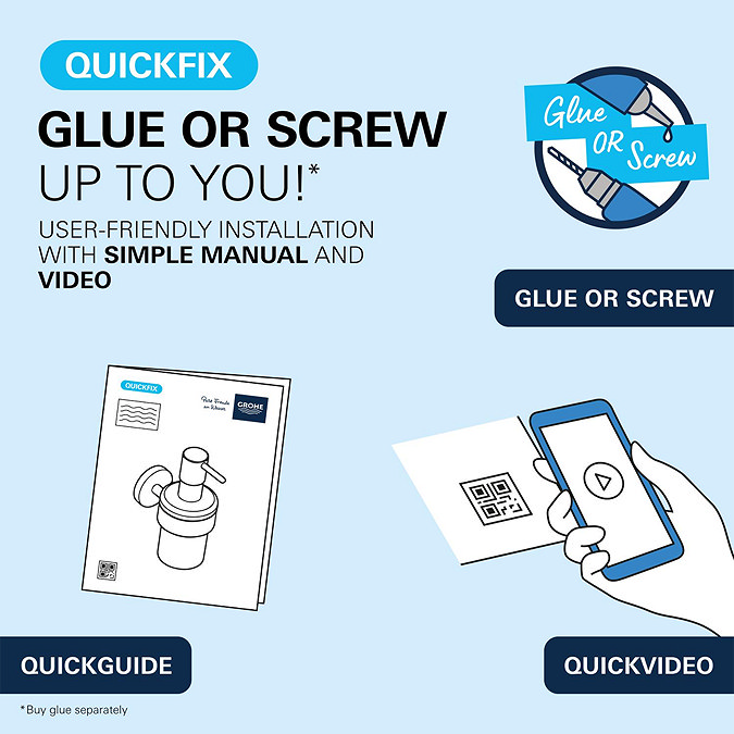 Grohe Start QuickFix Toilet Brush Set - Supersteel