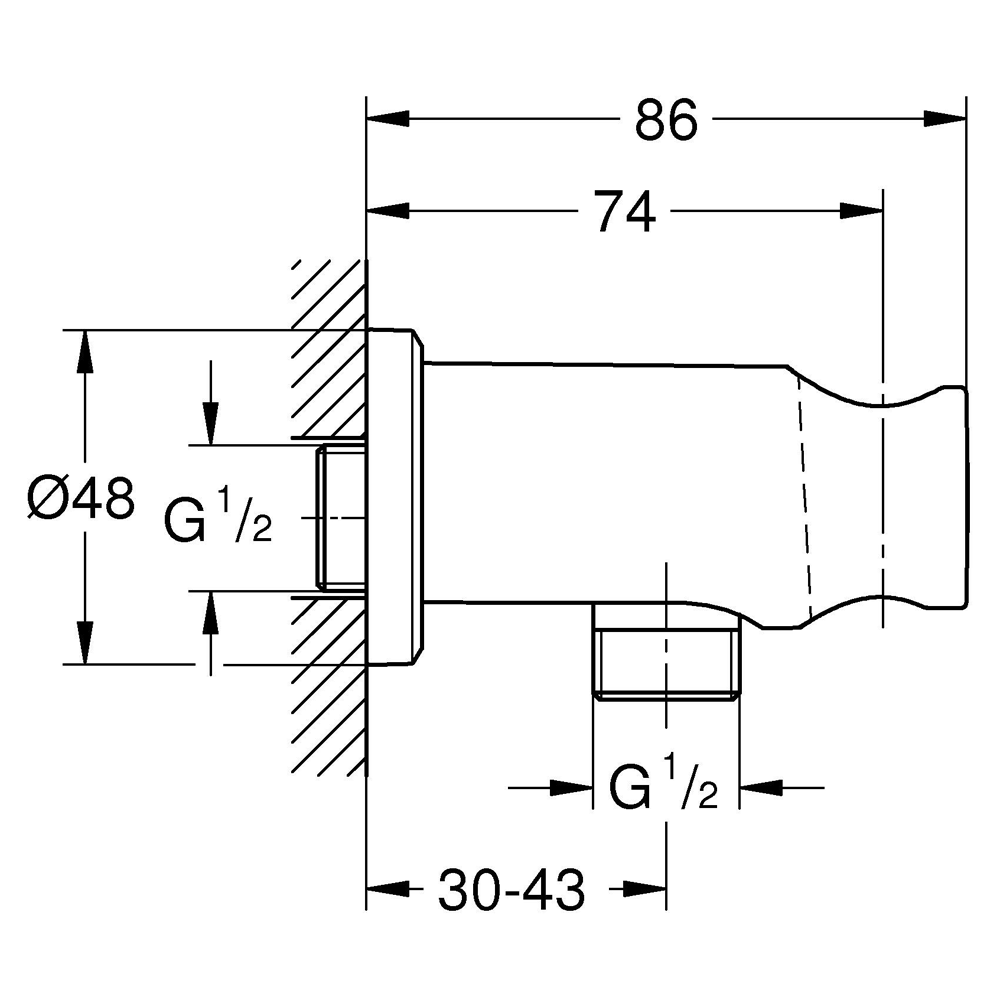 Grohe Rainshower Shower Outlet Elbow with Holder - Supersteel