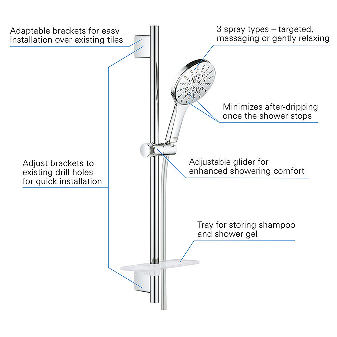 Grohe Rainshower SmartActive 130 Shower Slider Rail Kit - 26575000  Profile Large Image