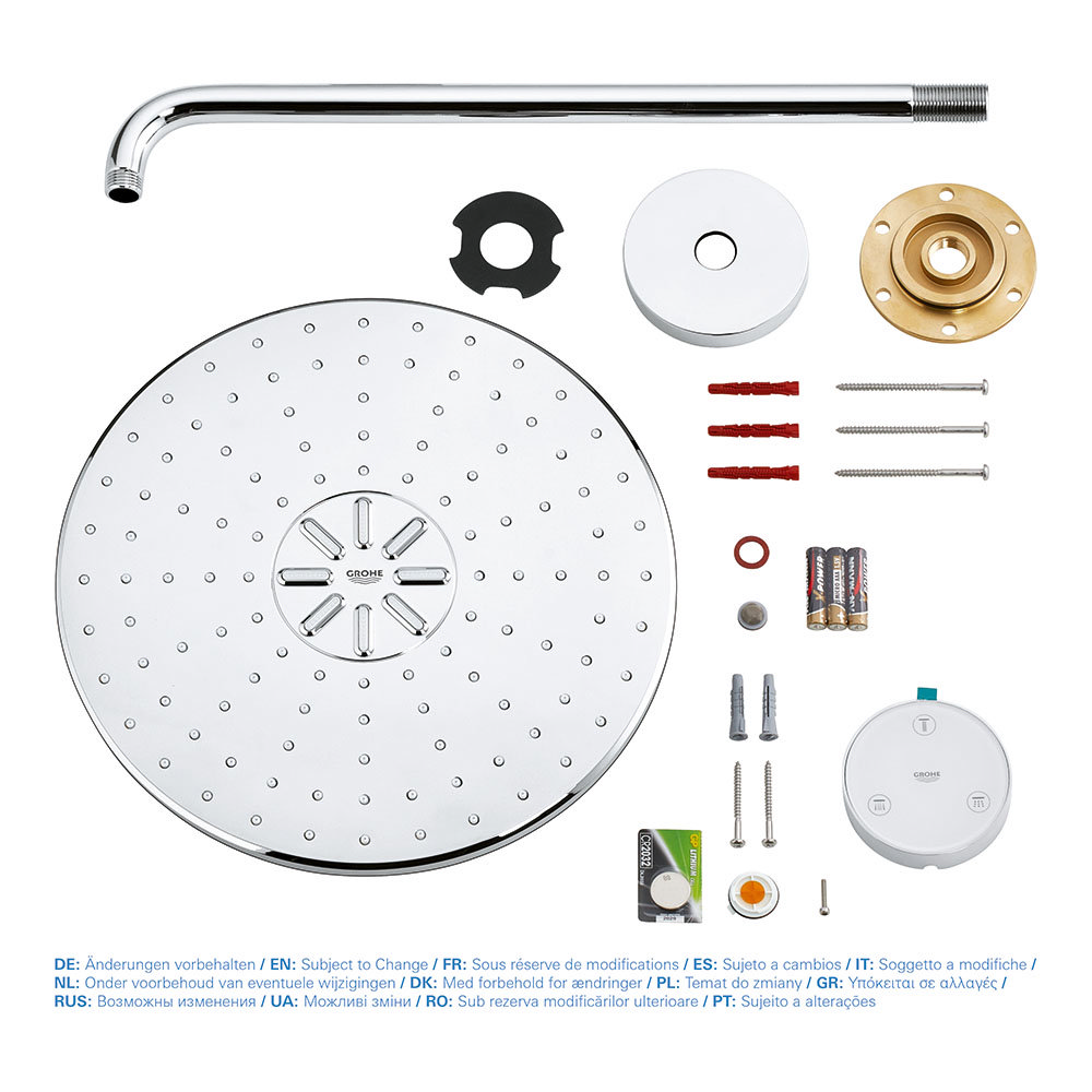Grohe Rainshower SmartConnect 310 Shower Head & Arm with Wireless Remote - 26640000  Standard Large 