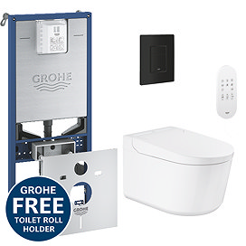 Grohe Rapid SLX 1.13m Frame / Sensia Wall Hung Shower Toilet with Matt Black Even Flush Plate