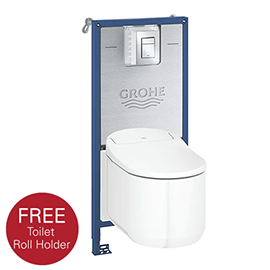 Grohe Rapid SLX 1.13m Frame / Sensia Arena Smart Complete WC 5 in 1 Pack + FREE QUICKFIX TOILET ROLL HOLDER