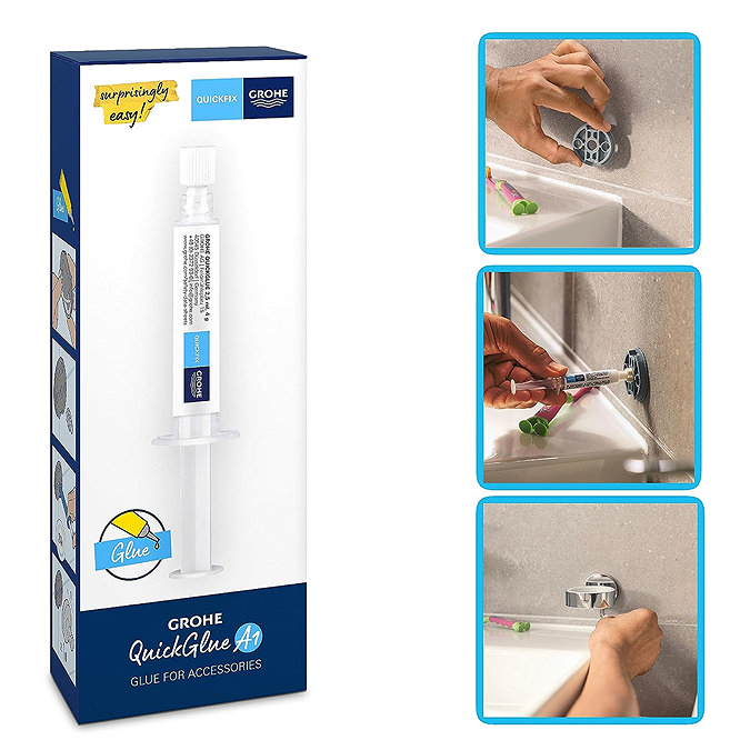 Grohe Rapid Start Black Flush Plate / Euro Rimless Ceramic Complete WC Pack + FREE QUICKFIX TOILET ROLL HOLDER