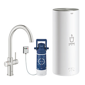 Grohe Red 2.0 Duo Instant Boiling Water Kitchen Tap and L Size Boiler - SuperSteel - 30328DC1 Large 