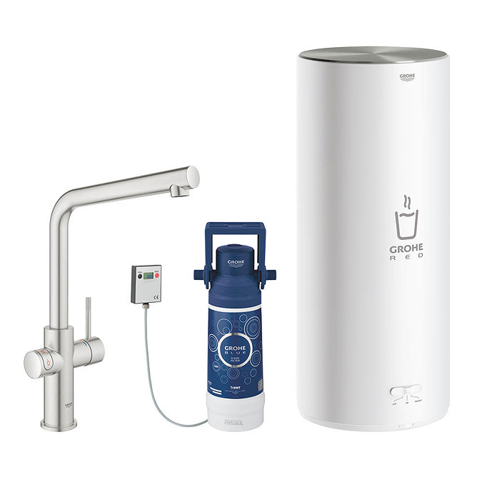 Grohe Red 2.0 Duo Instant Boiling Water Kitchen Tap and L Size Boiler - SuperSteel - 30340DC1 Large