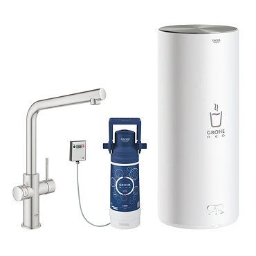 Grohe Red 2.0 Duo Instant Boiling Water Kitchen Tap and L Size Boiler - SuperSteel - 30340DC1  Featu
