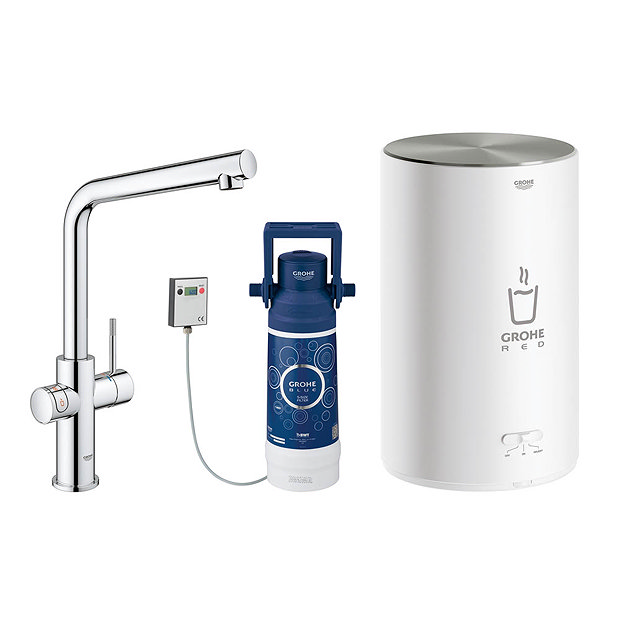 Grohe Red 2.0 Duo Instant Boiling Water Kitchen Tap and M Size Boiler - Chrome - 30341001 Large Imag