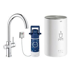 Grohe Red 2.0 Duo Instant Boiling Water Kitchen Tap and M Size Boiler - Chrome - 30058001 Large Imag