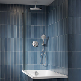 Grohe SmartControl Concealed 3 Outlet Shower Pack with Round Ceiling Mounted Shower Head and Bath Filler Waste