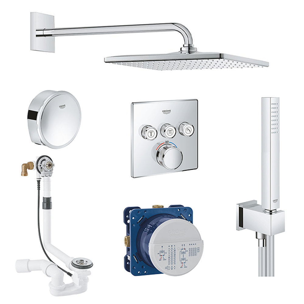 Smart H-Hec 3パック Grohe SmartControl Concealed 3 Outlet Shower Pack with Square Wall