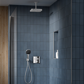 Grohe SmartControl Square Concealed 2 Outlet Shower System with Ceiling Mounted Vitalio Comfort 250