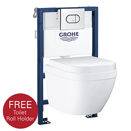 Grohe Solido 0.82m Frame / Euro Compact Rimless Complete WC 5 in 1 Pack + FREE QUICKFIX TOILET ROLL HOLDER