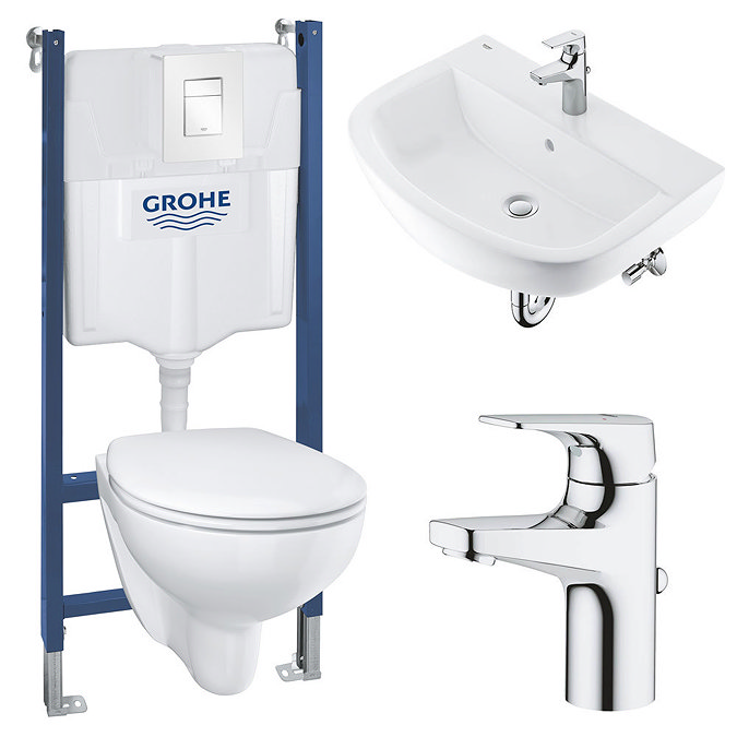 Grohe Solido Bau/Skate COMPLETE Wall Hung Suite (600mm Basin + Start Flow Tap) Large Image