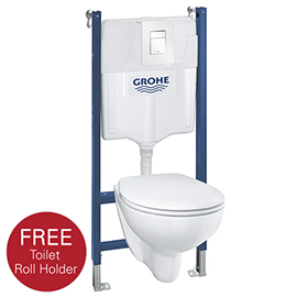 Grohe Solido Bau / Skate Cosmo Complete WC 5 in 1 Pack + FREE QUICKFIX TOILET ROLL HOLDER