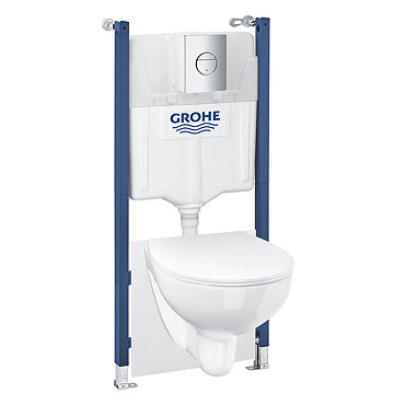 Grohe Solido Compact Bau Ceramic Rimless 5-in-1 Pack + FREE QUICKFIX TOILET ROLL HOLDER