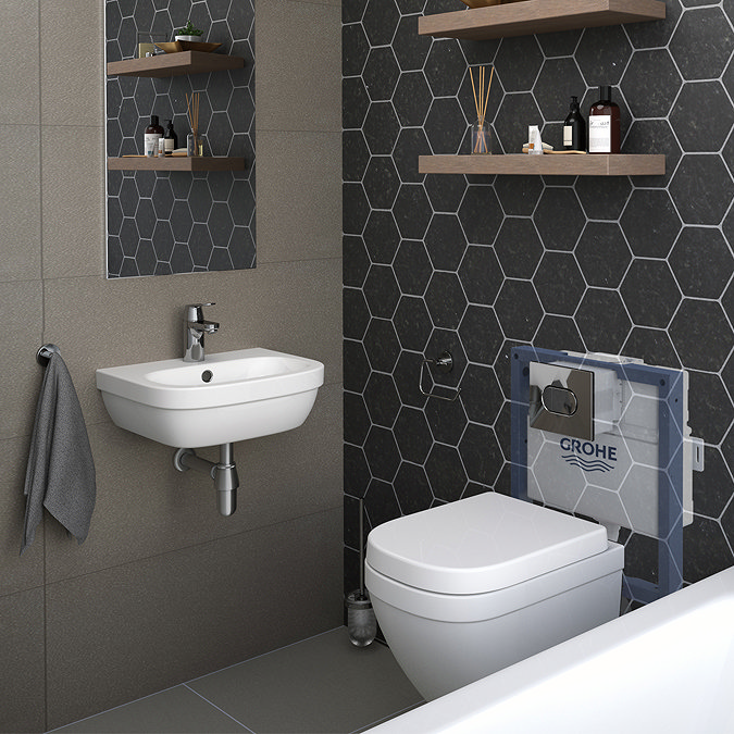 Grohe Solido Euro/Arena COMPLETE Wall Hung Suite (600mm Basin + Cosmo Smart Tap)  Newest Large Image