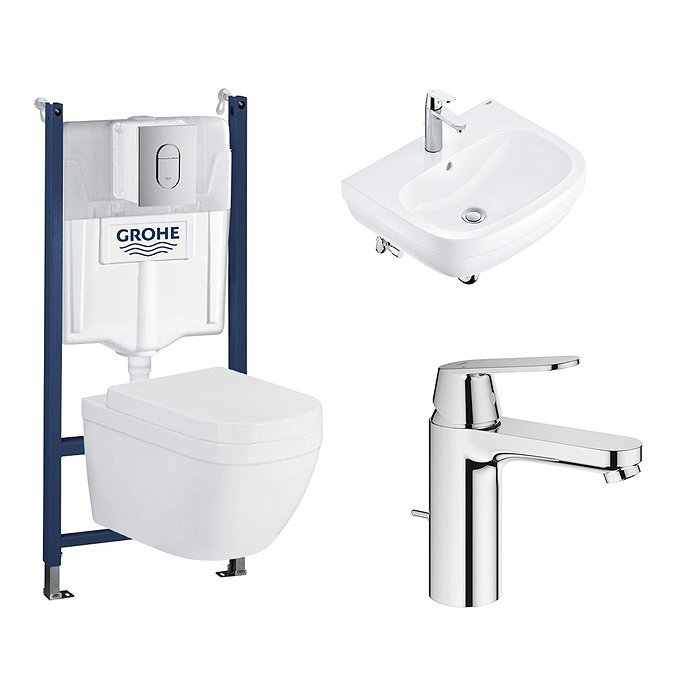 Grohe Solido Euro/Arena COMPLETE Wall Hung Suite (600mm Basin + Cosmo Smart Tap) Large Image