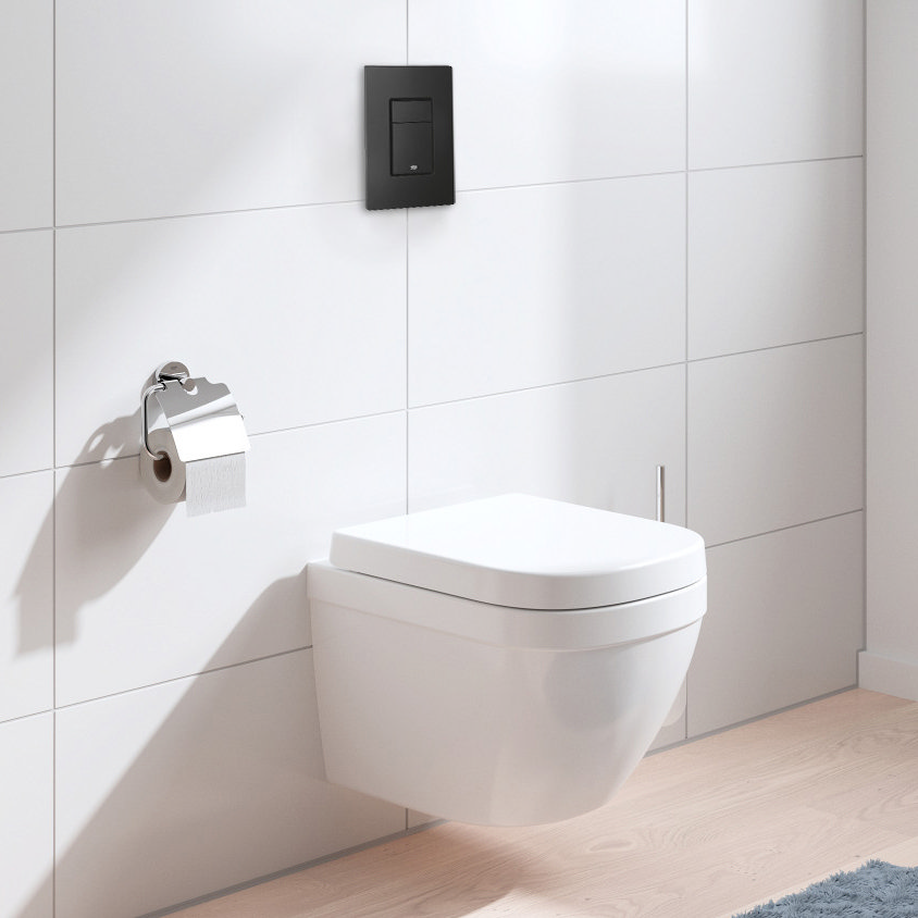 Grohe Solido Even Black Flush Plate / Euro Compact Rimless Ceramic