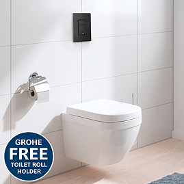 Grohe Solido Even Black Flush Plate / Euro Compact Rimless Ceramic Complete WC Pack