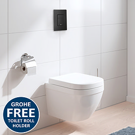 Grohe Solido Even Black Flush Plate / Euro Compact Rimless Ceramic Complete WC Pack