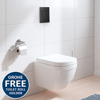 Grohe Solido Even Black Flush Plate / Euro Compact Rimless Ceramic Complete WC Pack