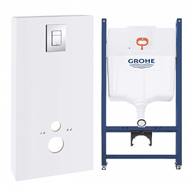 Grohe Solido Monobloc WC Unit Inc. Cistern Frame & Flush Plate - Moon White - 39377LS0 Large Image